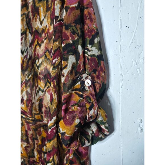 Figueroa & Flower Floral Long Sleeve Button Top Plus Size 2X Boho Fairy Sheer - Picture 4 of 11